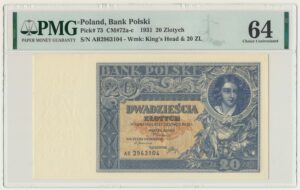 20 złotych 1931 - AB. - PMG 64
