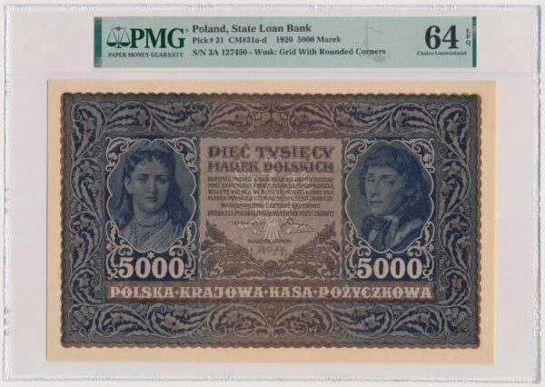 5.000 marek 1920 - III Serja A - PMG 64 EPQ