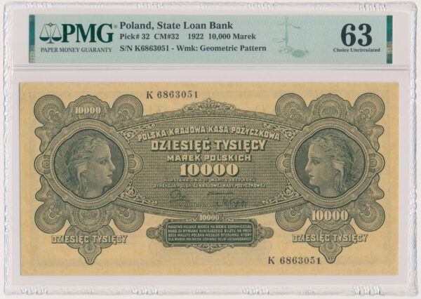 10.000 marek 1922 - K - PMG 63