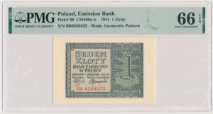 1 złoty 1941 - BB - PMG 66 EPQ