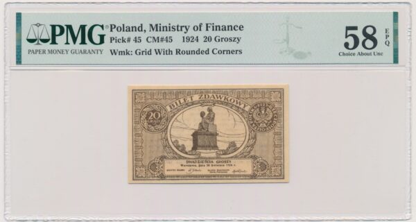 20 groszy 1924 - PMG 58 EPQ