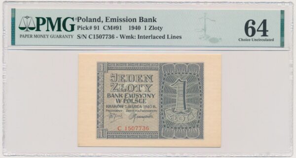 1 złoty 1940 - C - PMG 64