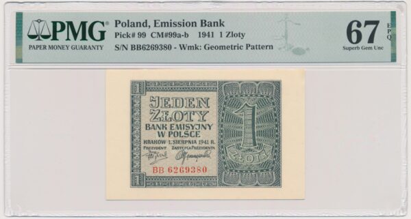 1 złoty 1941 - BB - PMG 67 EPQ