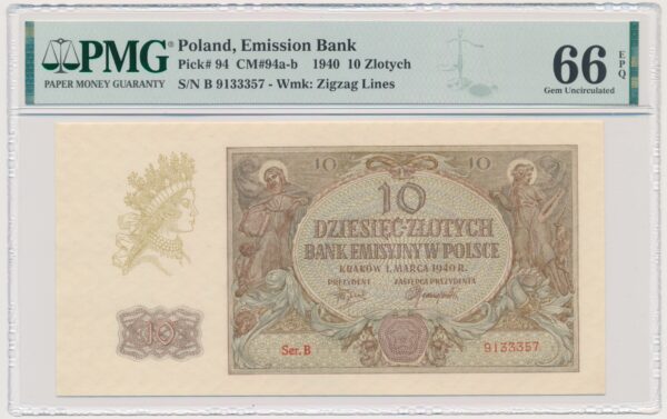 10 złotych 1940 - B - PMG 66 EPQ