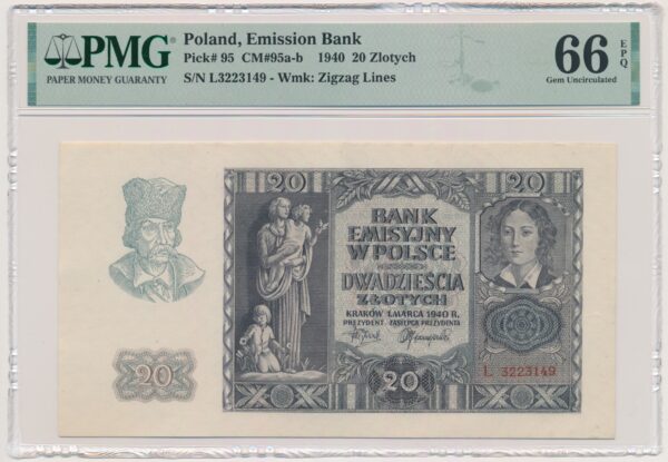 20 złotych 1940 - L - PMG 66 EPQ