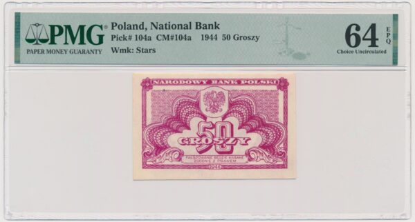 50 groszy 1944 - PMG 64 EPQ