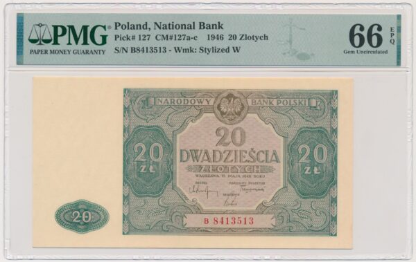 20 złotych 1946 - B - PMG 66 EPQ