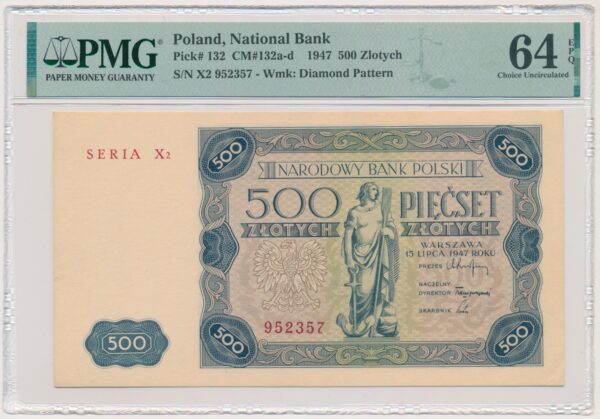 500 złotych 1947 - X2 - PMG 64 EPQ