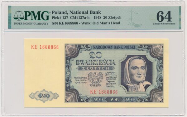 20 złotych 1948 - KE - PMG 64