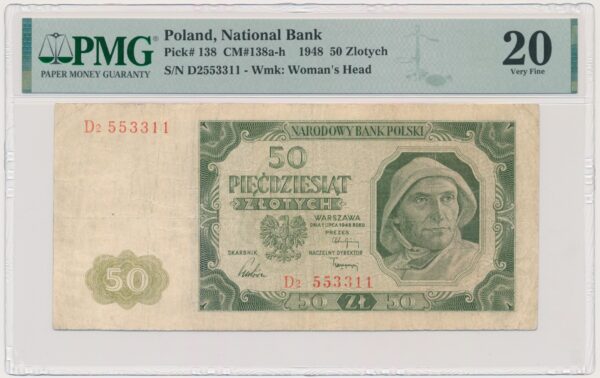 50 złotych 1948 - D2 - PMG 20