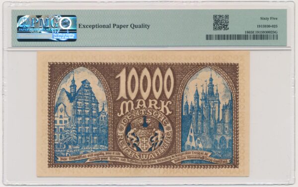 Gdańsk, 10.000 marek 1923 - PMG 65 EPQ - obrazek 2