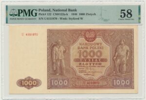 1.000 złotych 1946 - U - PMG 58 - rzadsza odmiana