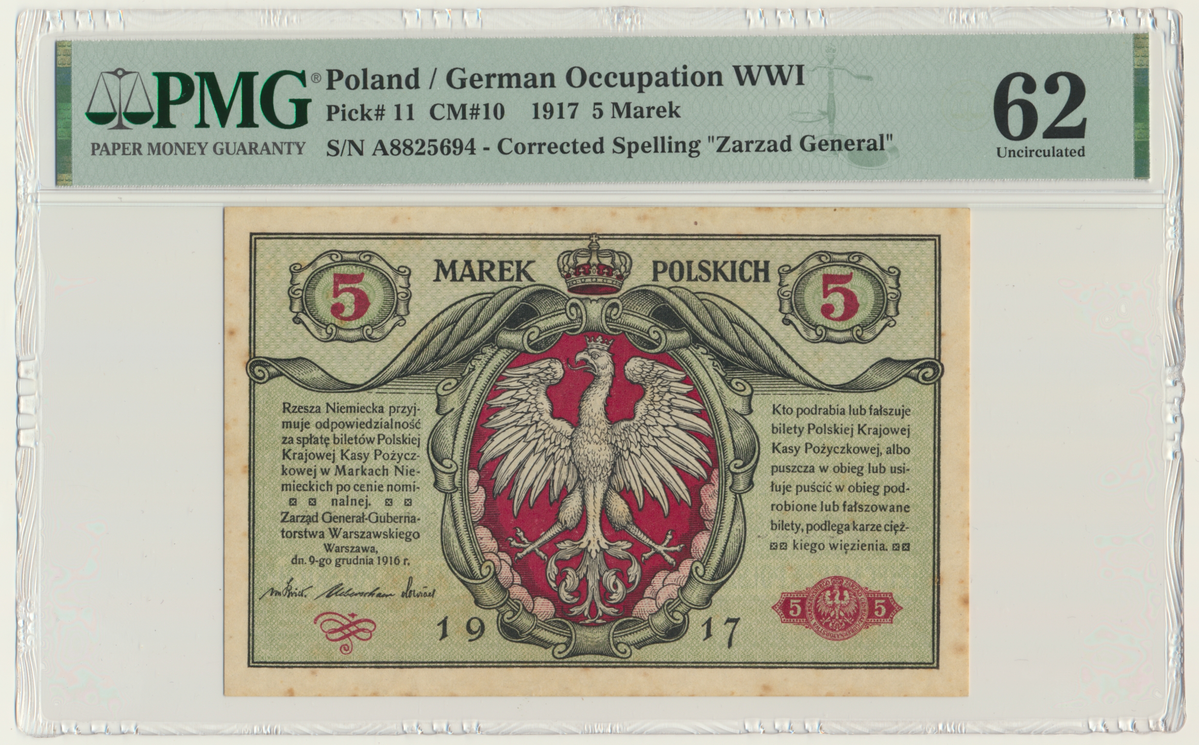 5 marek 1916 Generał biletów - A - PMG 62
