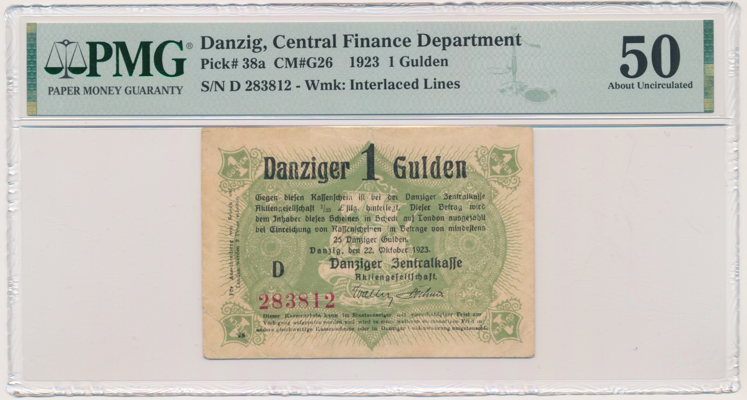 Gdańsk, 1 gulden 1923 - Październik - PMG 50