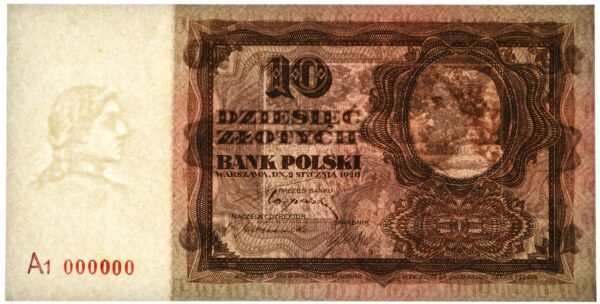 10 złotych 1928 - UKOŃCZONA PRÓBA - A1 000000 - wersja brązowa - PMG 65 EPQ - UNIKAT - obrazek 3